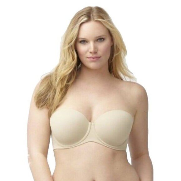 Lane Bryant Cacique Bra Multi Way Strapless Lightweight 42H Cafe  w/ Straps - Picture 1 of 9